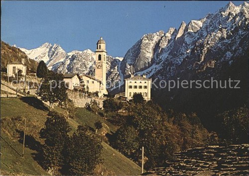 Soglio ortsblick mit - mit, kirche