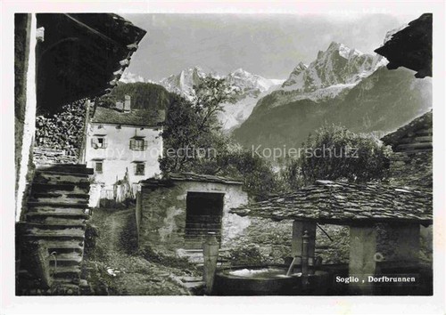 Soglio maloja dorfbrunnen - soglio, gr
