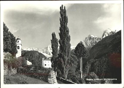 Soglio dorfeingang kirche - soglio, am