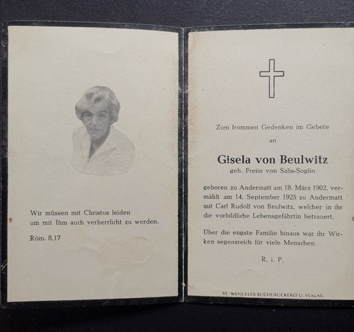 Sterbebild gisela von - gisela,